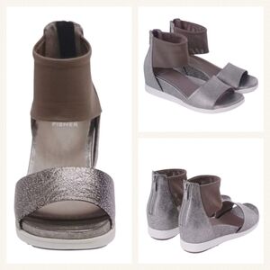 Eileen Fisher Vibe Wedge Sandals GUC $220 Size 6.5       S3525